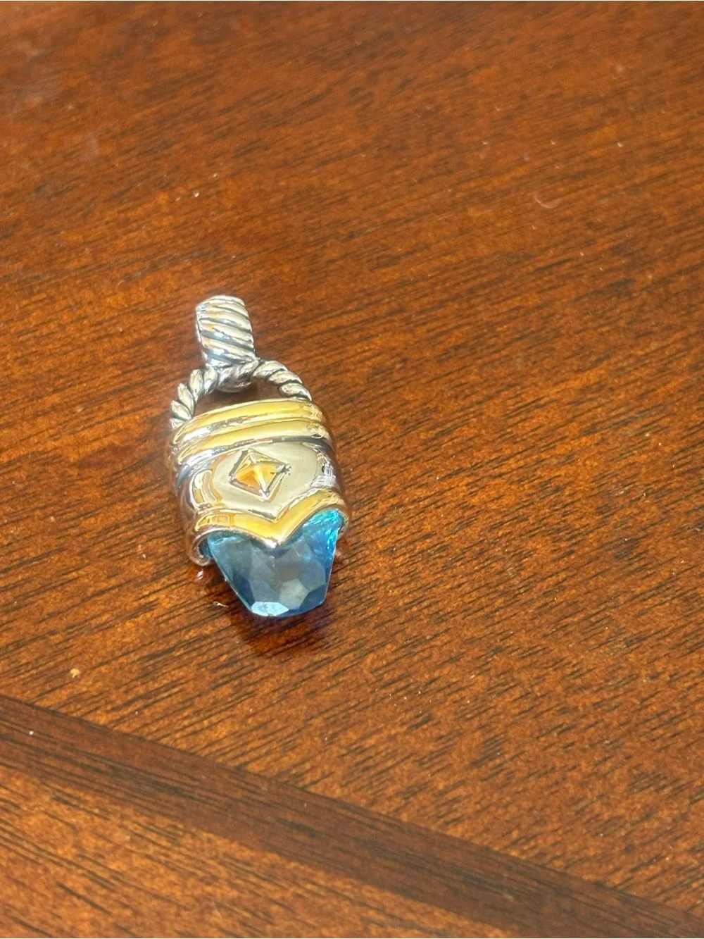 Two-Tone Blue Crystal Drop Pendant Necklace
